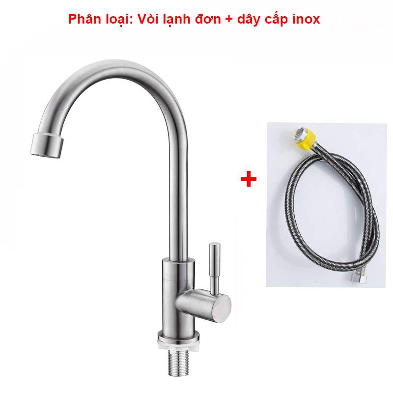 Vòi rửa chén bát xoay 360 sentano stn-503 inox 304 vòi chén lạnh cắm chậu rửa chén