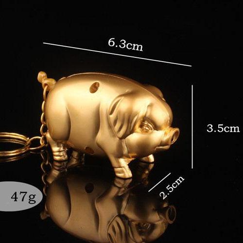 Bật Lửa Móc Khóa Gas thường hình HEO VÀNG may mắn