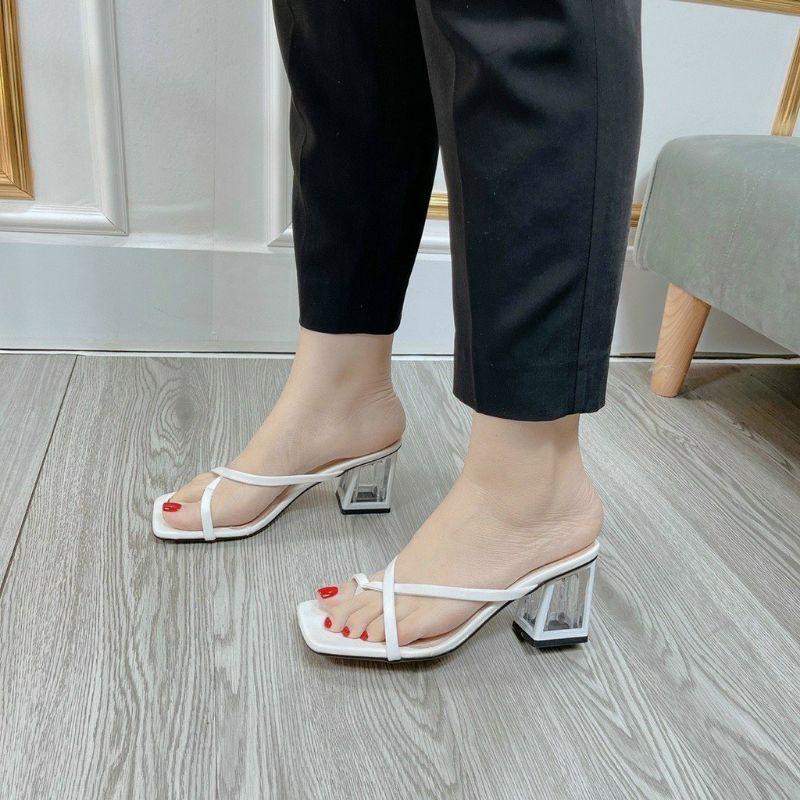 Guốc Cao gót 5 phân quai da xỏ ngón/ sandal
