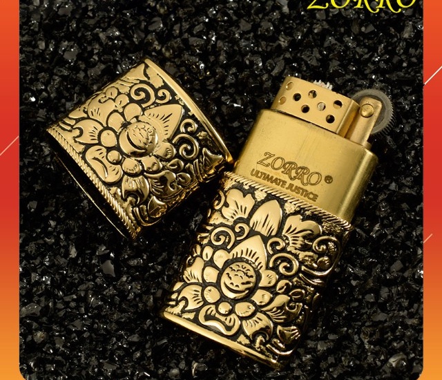 Vỏ hộp quẹt bật lửa xăng đá đánh lửa cối hoa văn hoa hướng dương cổ điển zorro z531