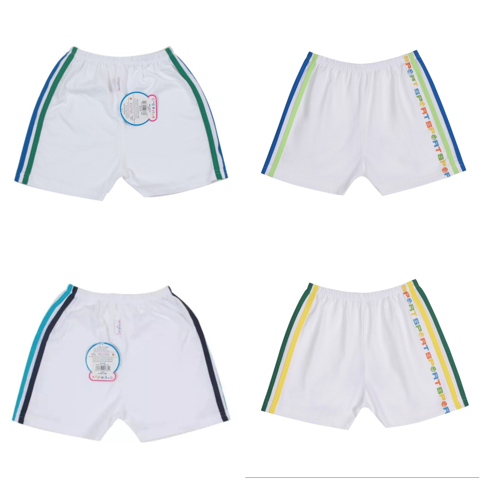 Size bé 6-35kg quần ngắn 3 sọc ql0166 hello b&b - hello bb - hellobb chất cotton tự nhiên 100% mềm mịn mát | mẹ và bé kiddy and mommy