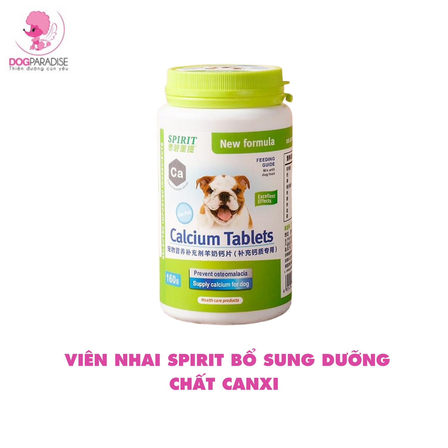 Viên nhai cho chó spirit for all dogs tăng sức đề kháng, hỗ trợ cải thiện các vấn đề sức khỏe cho thú cưng lọ 160 viên