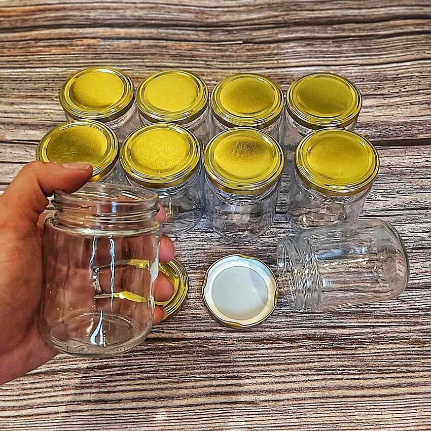Hủ Thủy Tinh 200ML (combo 18 cái) nắp thiếc vàng - Hũ Thủy Tinh Đựng Yến Chưng - Lọ Thủy Tinh 200ML - Hũ Làm Sữa Chua - Hũ Chưng Yến - Hũ Đựng Gia Vị