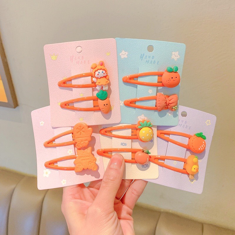 Set 2 Kẹp Tóc Hoạt Hình Dễ Thương Cho Bé Gái