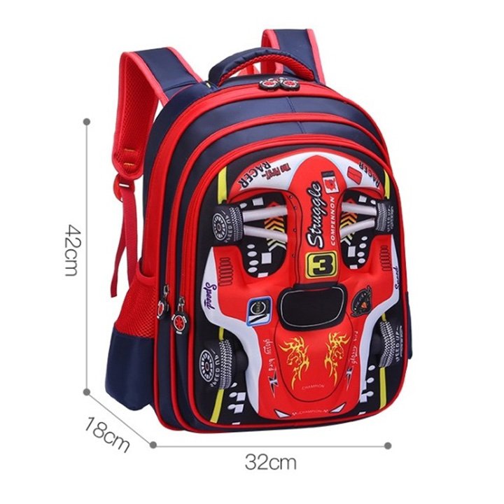 Balo chống gù lưng in hình oto 3D