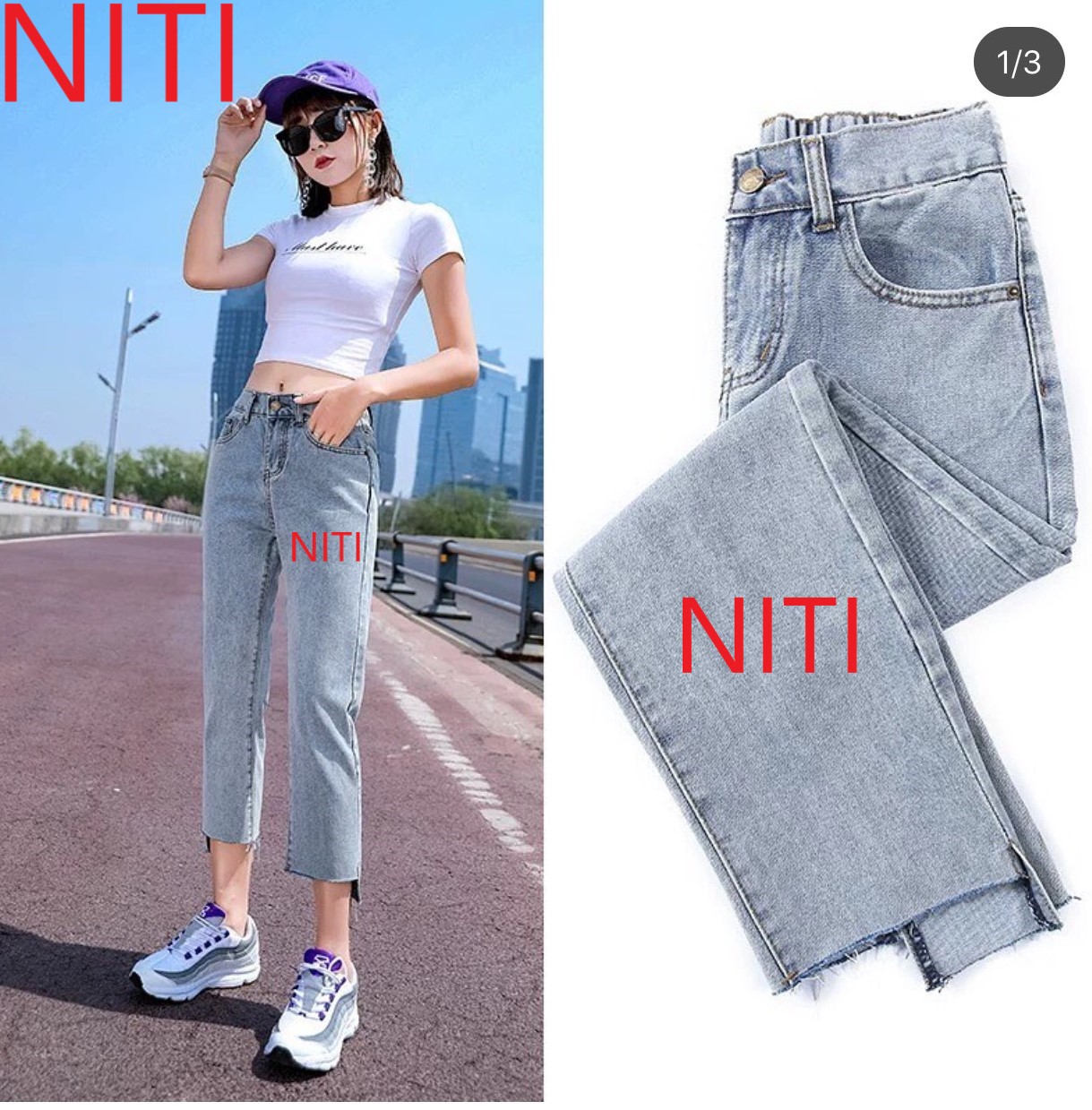 [HCM][ HÌNH THẬT BĂNG QUA ĐẠI DƯƠNG!!! ] QUẦN BAGGY JEAN NỮ CAO CẤP NITI LƯNG SIÊU CAO MÀU XANH NHẠT LAI PHỐI RÁCH ĐỘC LẠ CỰC HOT-BT1238