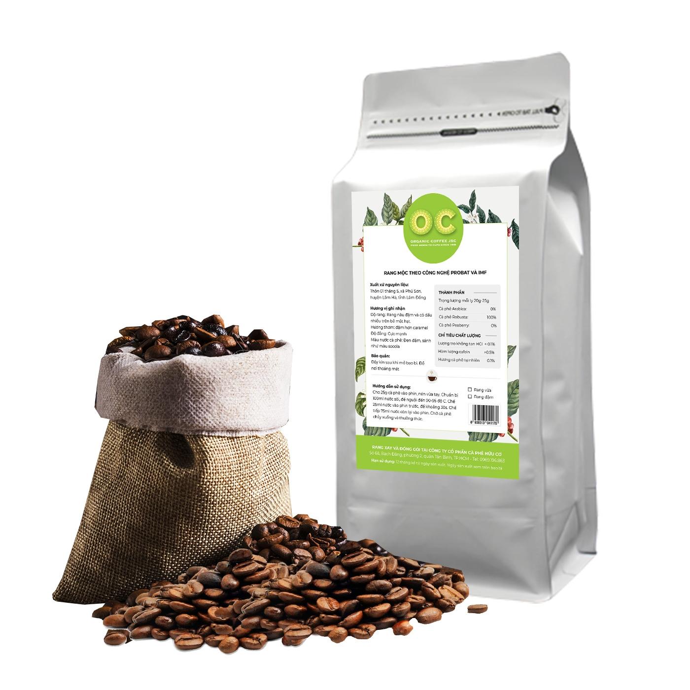 [HCM]ROBUSTA _CÀ PHÊ HẠT RANG ĐẬM OC ORGANIC COFFEE 900G