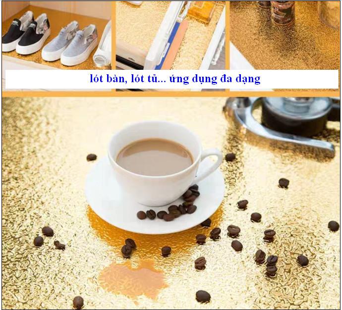 3 Mét Decal Dán Bếp Tráng Nhôm Chịu Nhiệt Khổ 60cm ( Có Sẵn Keo ) - gợn sóng vàng