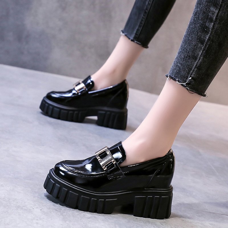 Giày đế cao da bóng 8cm PS490-1142