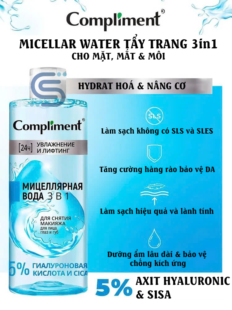 Tẩy trang Micellar Water Compliment 400ml