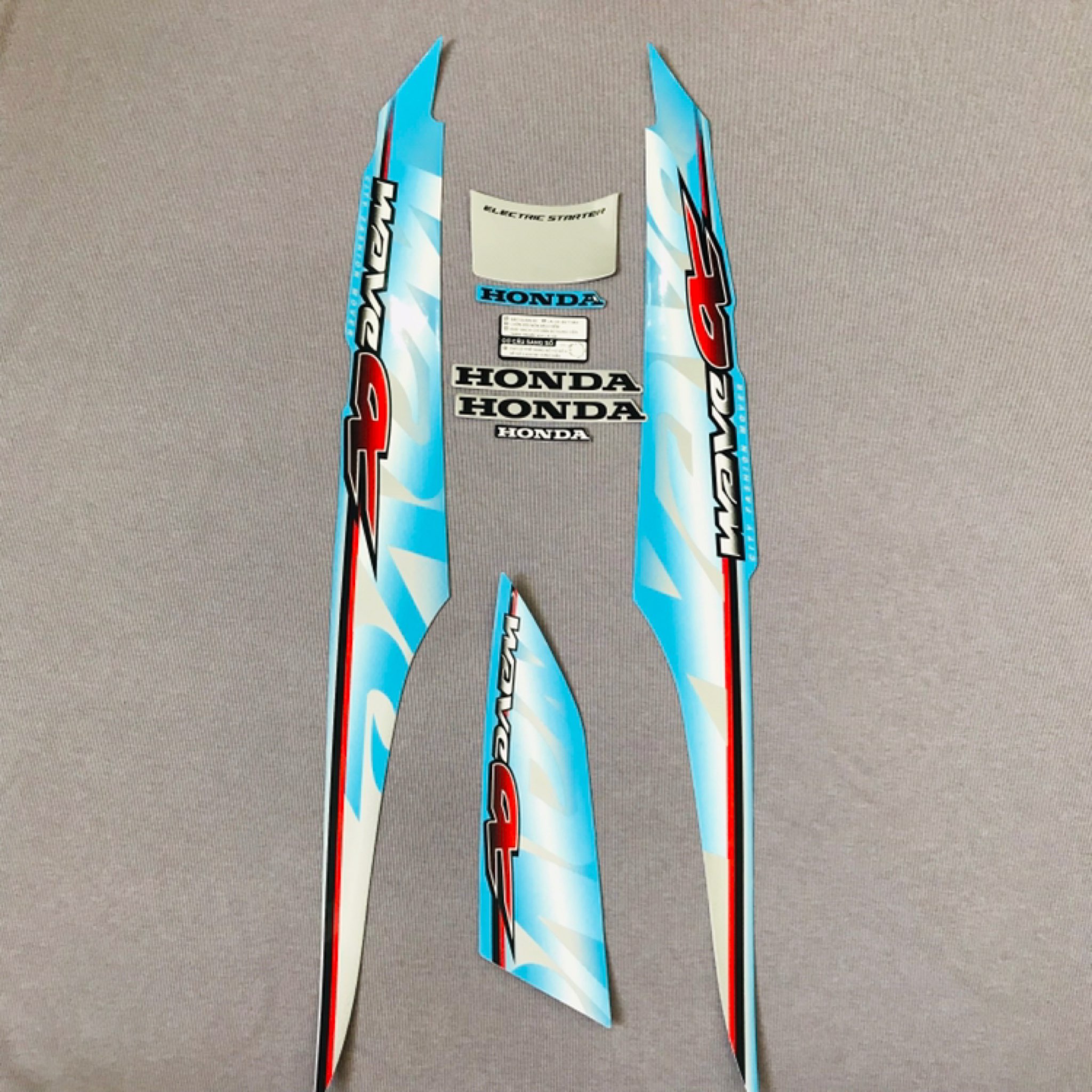 Nguyên bộ tem rời 3 lớp zin thái dán xe máy Honda Wave alpha 2011 màu xanh dương