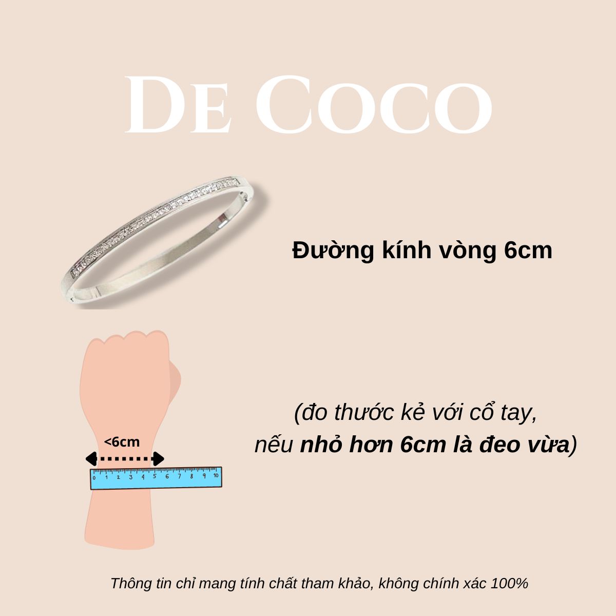 KHÔNG ĐEN GỈ - Vòng tay lắc tay cuff đính đá Elifa De Coco (kèm Túi giấy + Hộp + Thiệp)