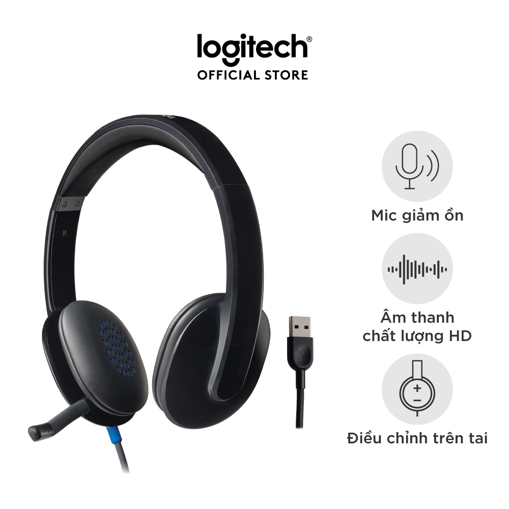 Tai nghe Logitech H540 Âm thanh nổi kỹ thuật số có độ phân giải cao, nút điều khiển trên tai - Bảo hành 2 năm
