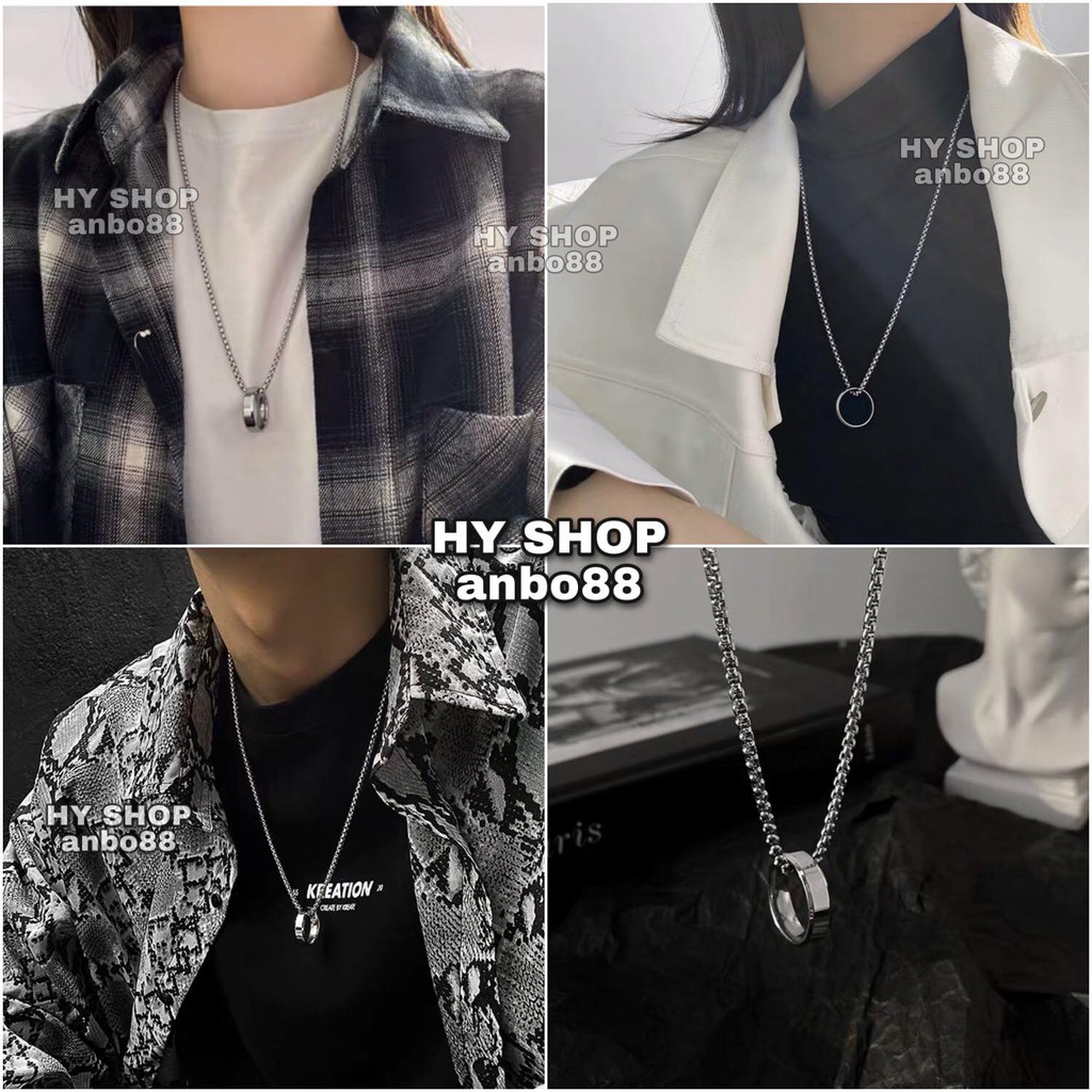 Dây chuyền titan phối nhẫn cá tính - vòng cổ titan nam và nữ siêu bền không gỉ unisex