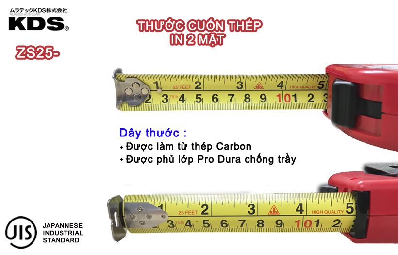 Thước cuộn Nhật Bản KDS 2 hệ Inch + Met (in 2 mặt)