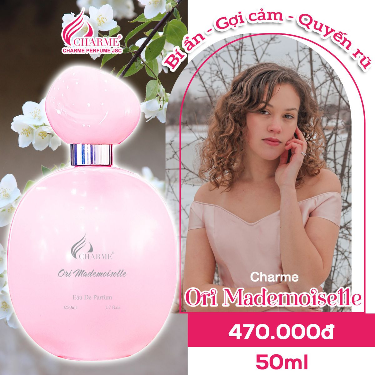 Nước hoa nữ Charme Ori Mademoiselle 50ml, 10ml, Quyến rũ, nổi bật, Gợi cảm, Nước hoa nữ, Nước hoa chính hãng, Dầu thơm nam nữ, Dầu thơm nữ, Nước hoa nam, Làm đẹp, Nước hoa
