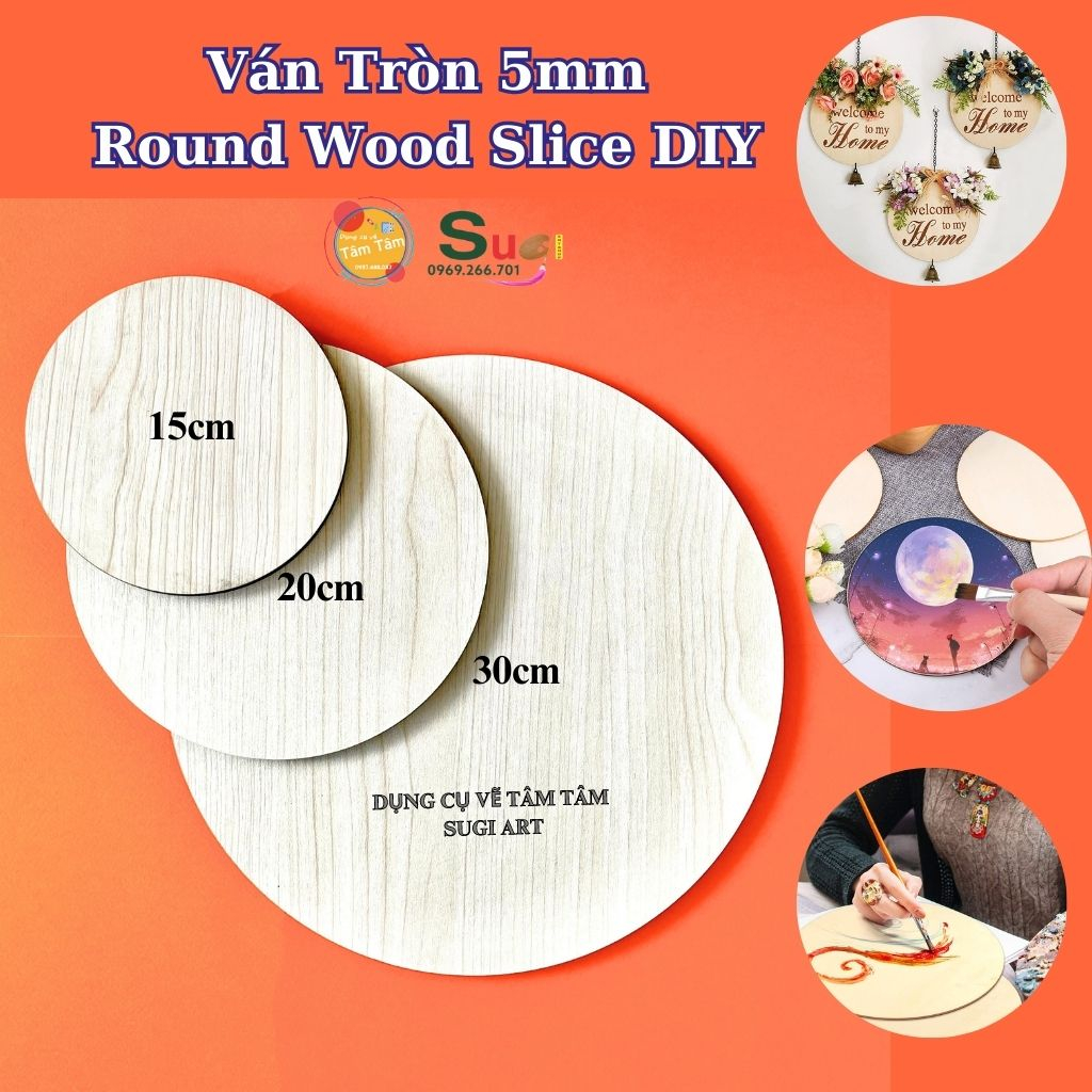 Miếng ván gỗ tròn Decor, trang trí DIY