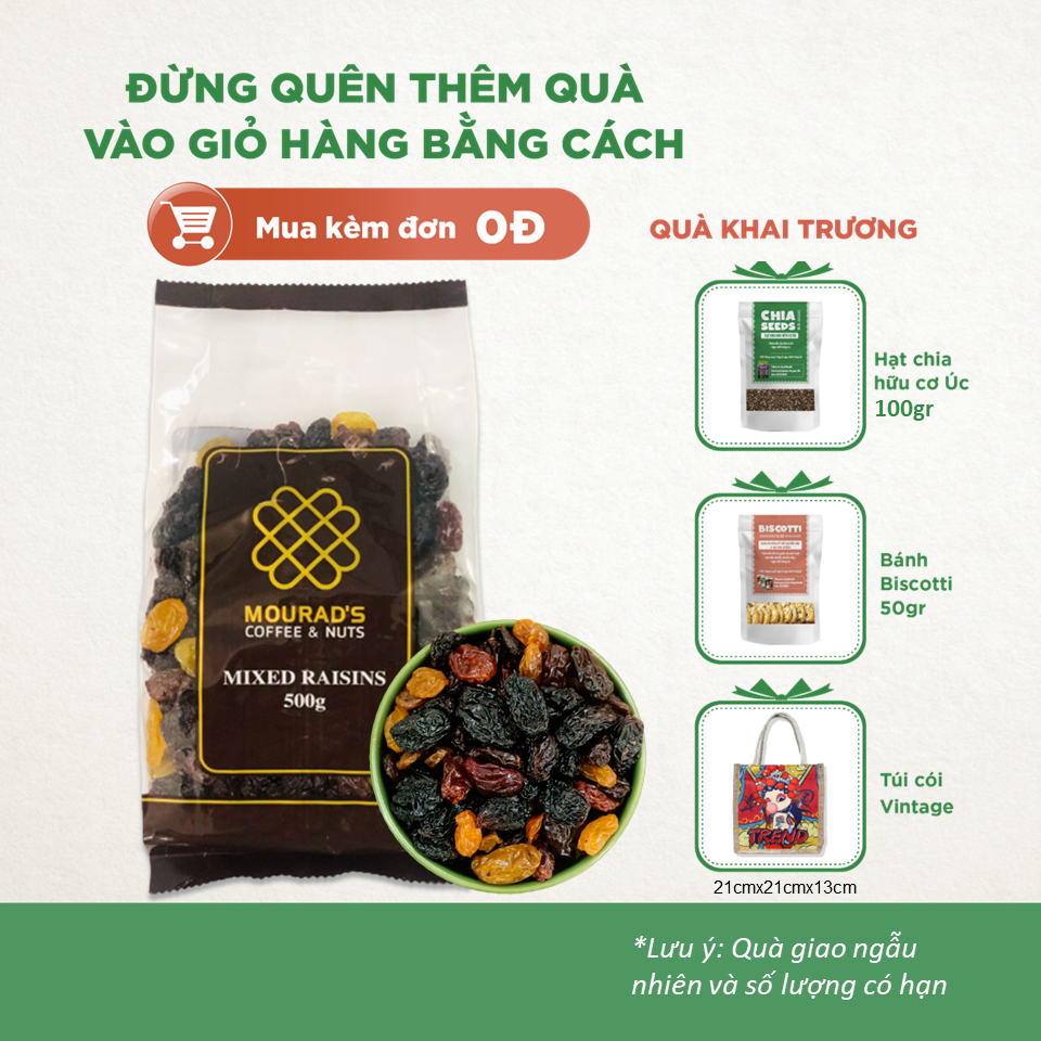 Hạt Mourad's Úc Túi 500g (Hạnh Nhân/ Bí Xanh/ Macca/ Óc Chó/ Hạt Dẻ/ Mix Hạt/ Nho Vàng/ Nho Mix) Hàng Chuẩn