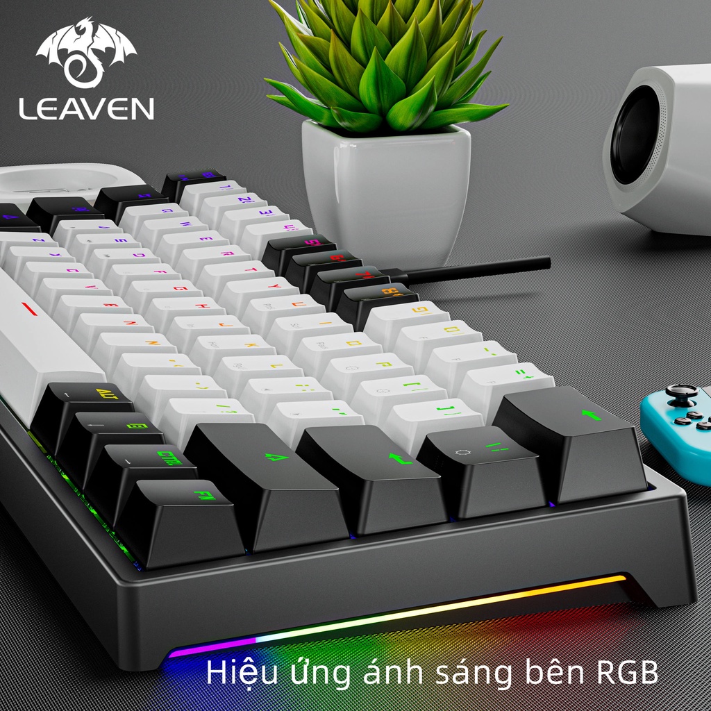 [FREESHIP MAX] Bàn phím cơ gaming LEAVEN K620 Led RGB 61 phím blue swith có Hotwaps chơi game dùng văn phòng siêu đẹp bảo hành 12 tháng-Toàn Lộc Computer