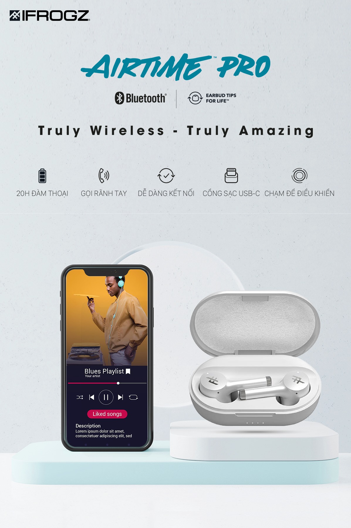 Tai nghe iFrogz earbud không dây Airtime pro