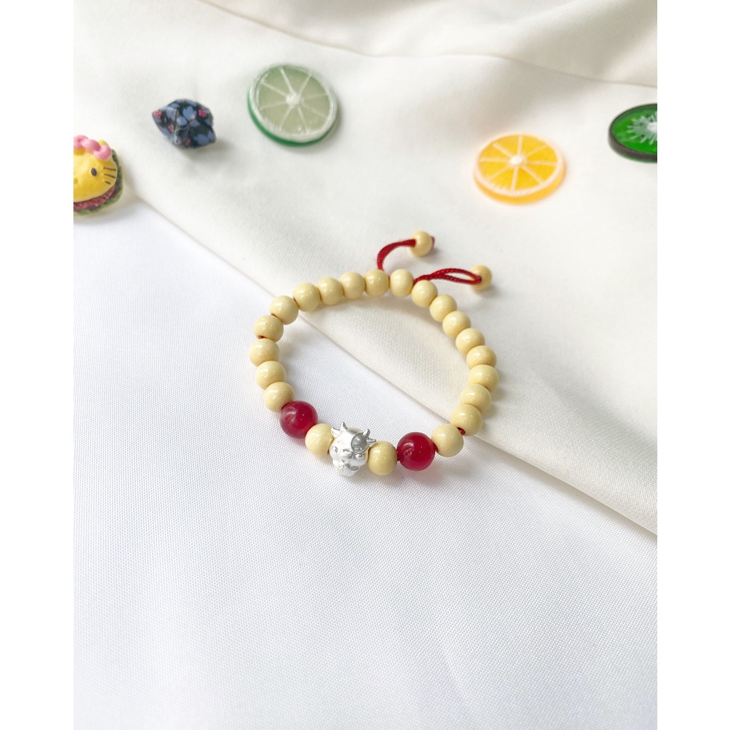 Vòng dâu mix charm con giáp cho bé yêu Dế Bạc