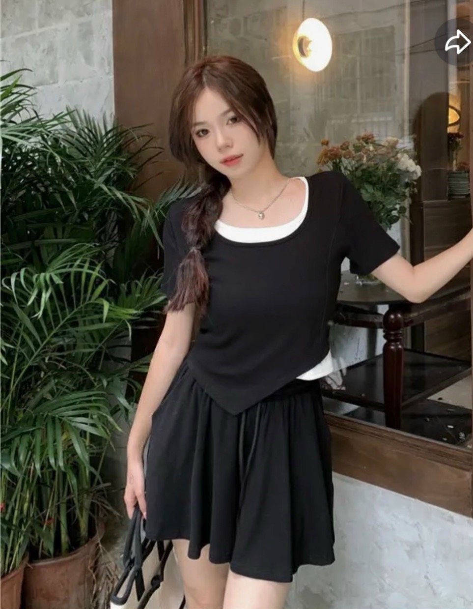 SÉT BỘ ĐÙI THUN GÂN TRƠN PHỐI MÀU DÁNG XÒE