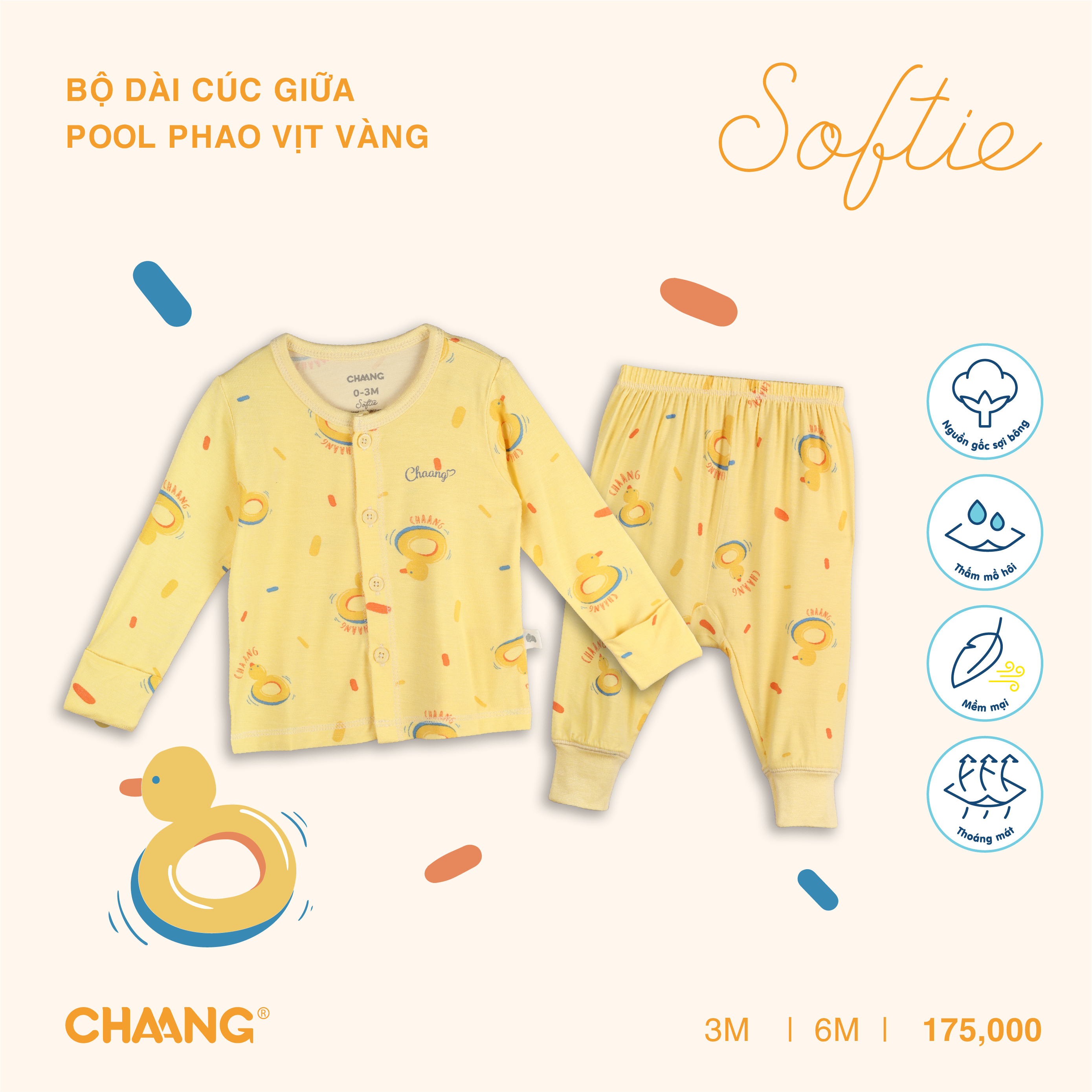 Bộ dài cúc giữa sơ sinh Pool Chaang