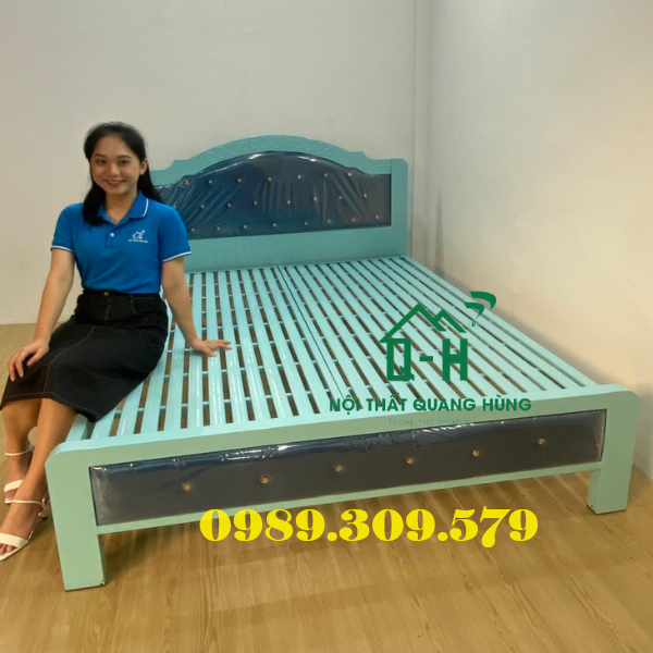 Giường sắt hộp vuông 5x10 cao cấp giao nhanh - hàng mới 100%