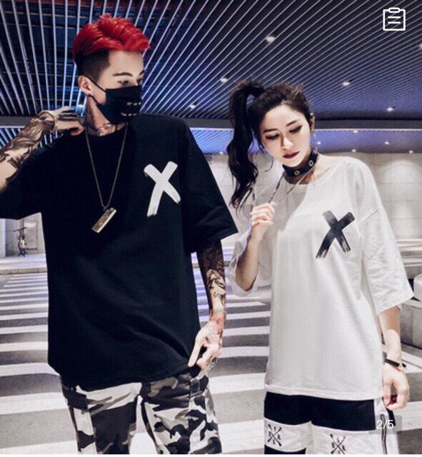 [HCM]ÁO THUN TAY LỬNG UNISEX DẤU CHÉO