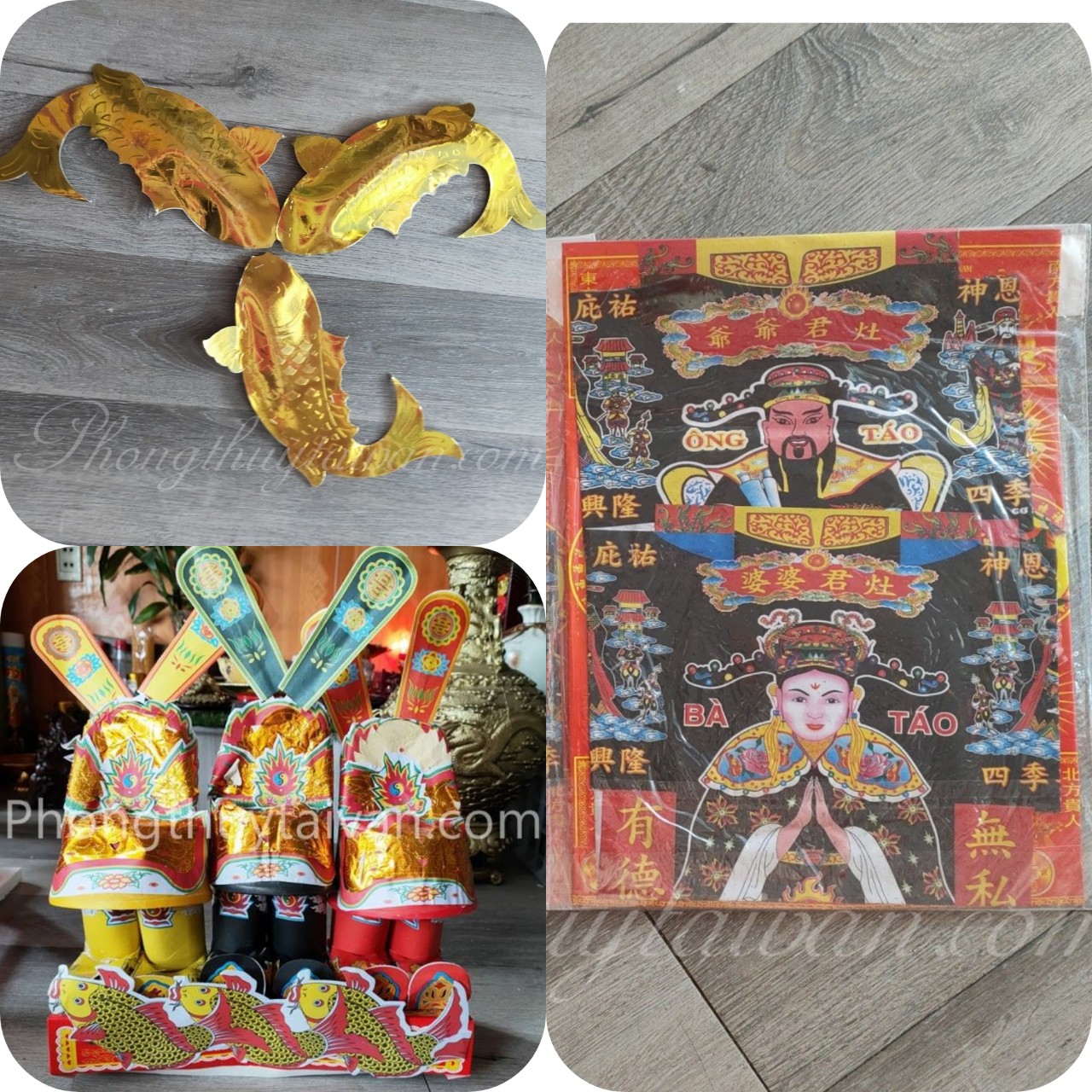 Mũ,Nón ông Công,ông Táo(combo đầy đủ nón,hia,3 cá chép, giấy cúng)- thờ cúng