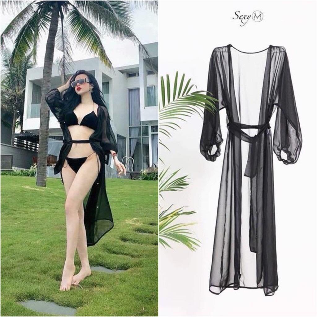 [HCM]Áo Choàng Đi Biển Ren Voan Đẹp MS08080 Oderi- Voan Tay Bo