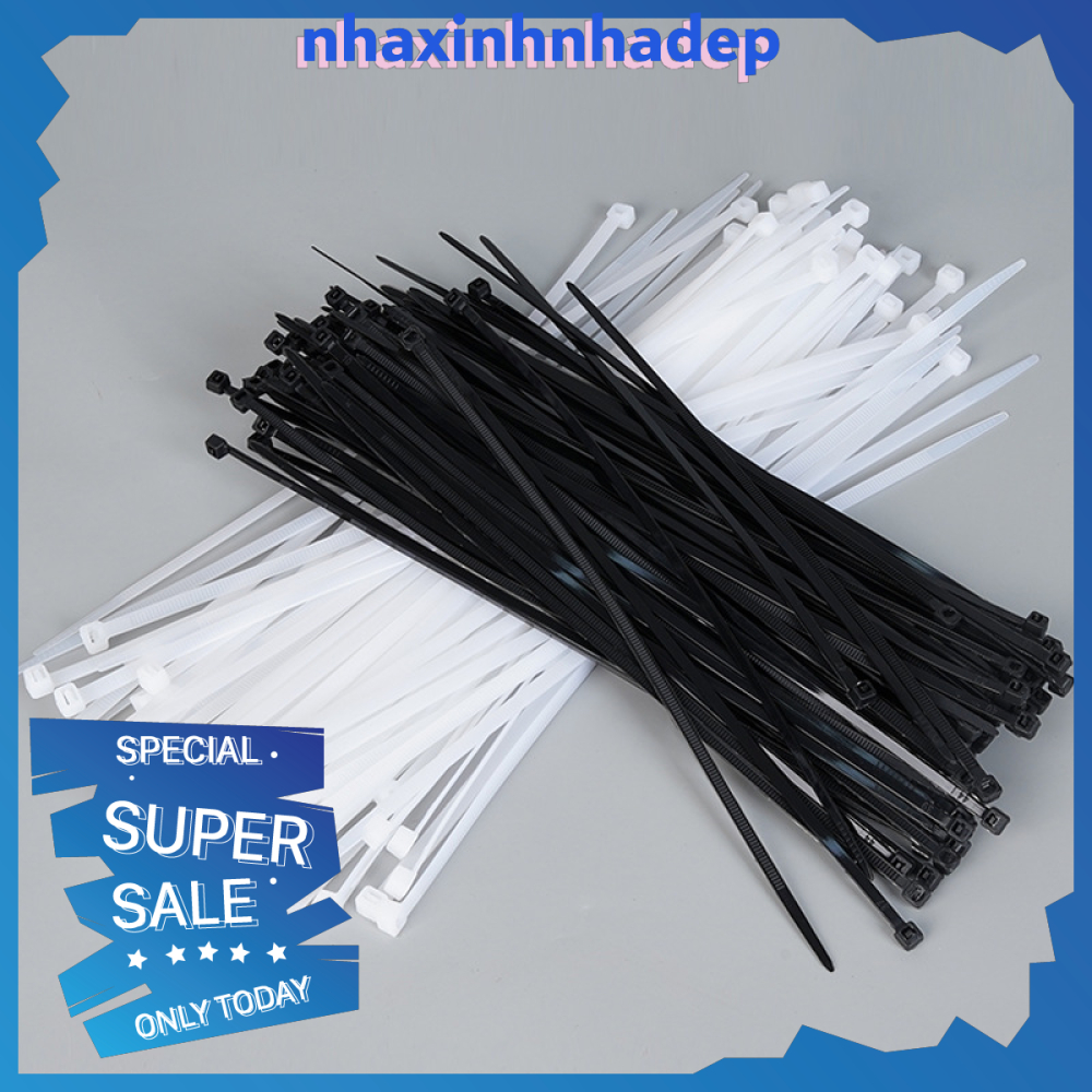Set 100 B39 dây rút nhựa size 150 X 2.5MM (hai màu trắng đen) NXNDB39