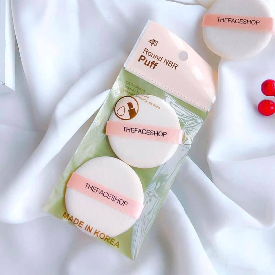 Bông Tán Phấn Round Rubber Puff The Face Shop (Bông tròn phủ phấn khô )