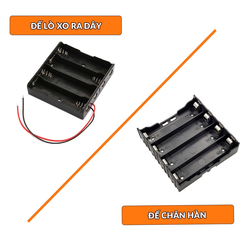 Đế pin 18650 1 cell | 2cell | 3cell | 4 cell, hộp đế pin ra dây và hộp đế pin hàn