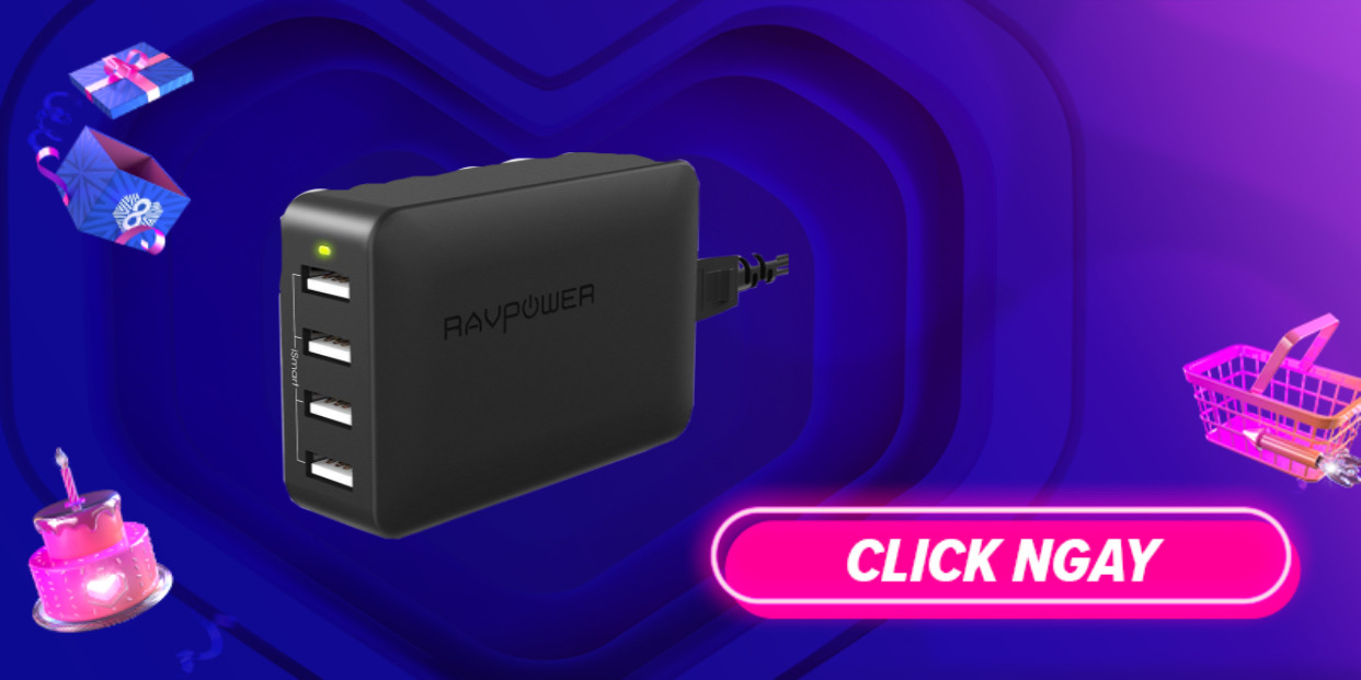 Sạc RAVPower RP-PC023 - 4 cổng USB, 40W