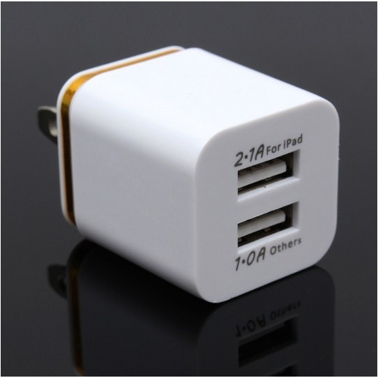 Cốc sạc 2 cổng 5v 1a và 2a trắng - củ sạc - charger adapter