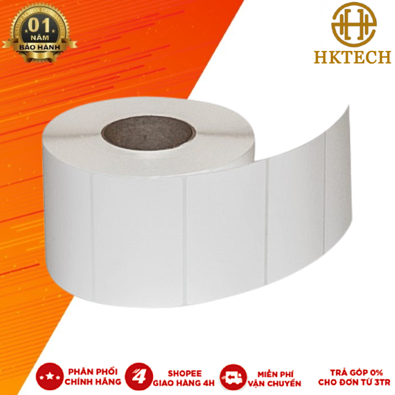 Tem decal pvc chống nước, chống rách, tem nhiệt 60x40 dùng cho máy in nhiệt, tem pvc nhiệt, cuộn 30m