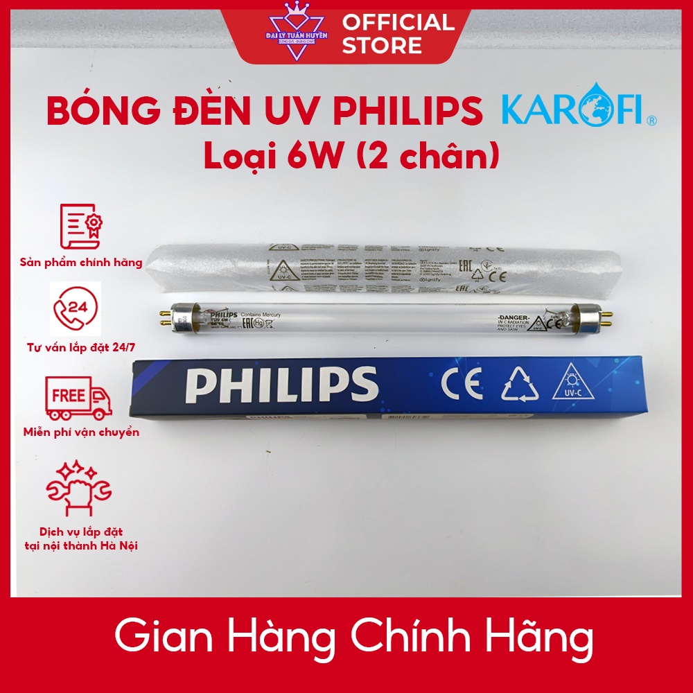 Bóng đèn UV 6W Philips Karofi dùng cho máy lọc nước RO (loại bóng 2 chân)