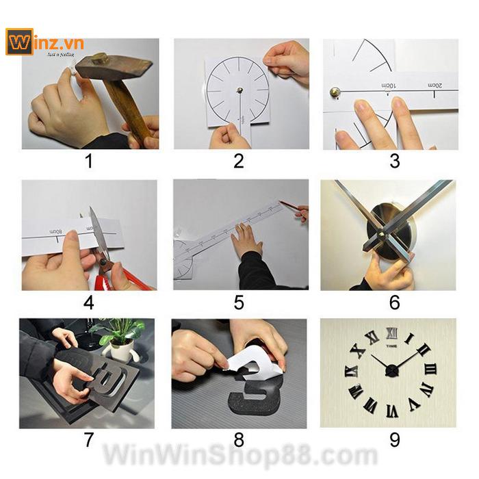 [HCM]Đồng hồ dán tường số La Mã V.2