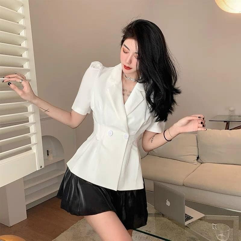 set áo vest xẻ mix chân váy