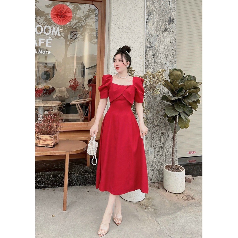 [HÌNH THẬT] ĐẦM ĐẮP CHÉO NƠ NGỰC TAY PHỒNG BIGSIZE 50.90KG