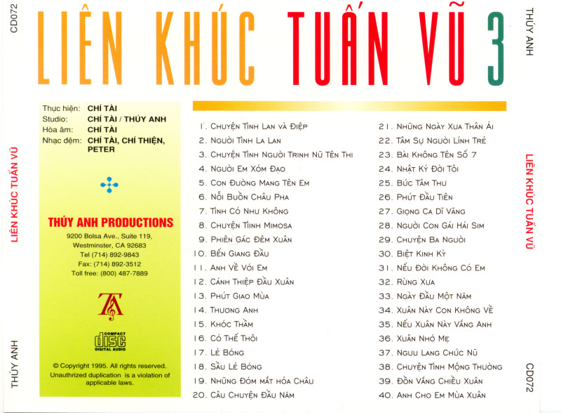 Bộ 5 đĩa cd nhạc Liên Khúc Tuấn vũ (phôi đĩa nhật )
