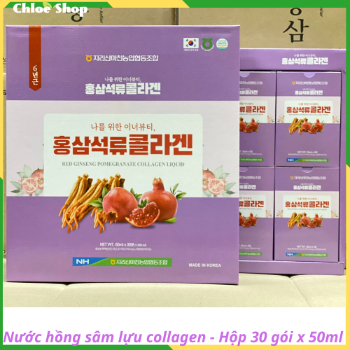 Nước Hồng Sâm Collagen Lựu Hàn Quốc [Hộp 30 gói x 50ml]