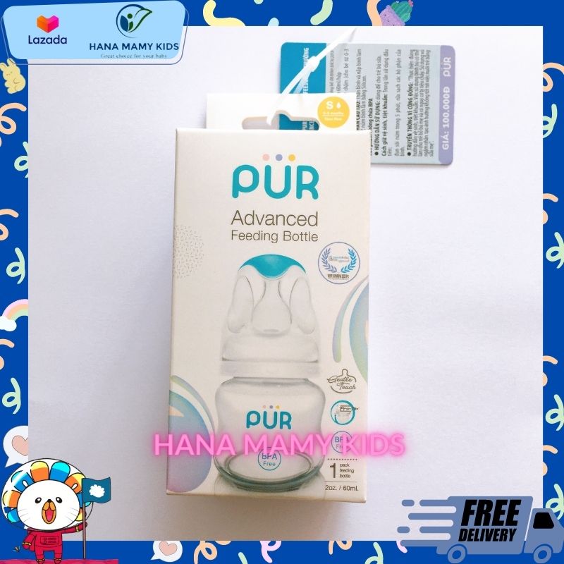 Bình sữa Pur Advanced cổ thường 60ml 125ml 250ml