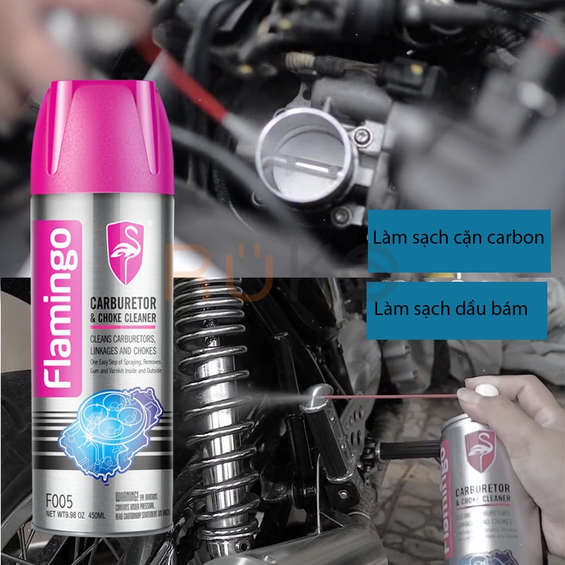 Flamingo F005 chai xịt vệ sinh bộ chế hoà khí ô tô, xe máy