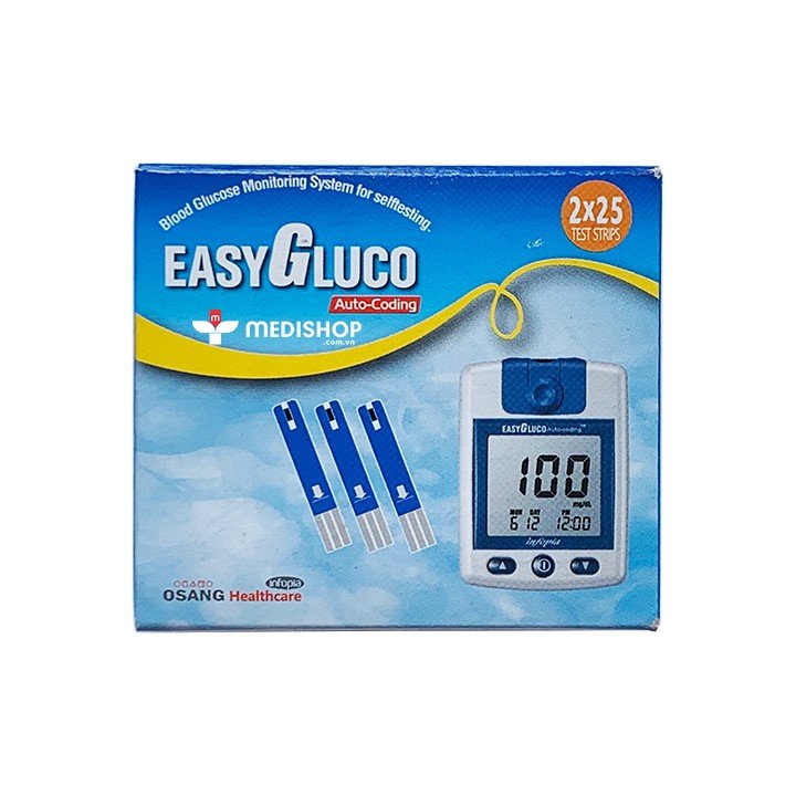 Chính hãng Lọ 25 que thử đường huyết, tiểu đường EasyGluco phát hiện tiểu