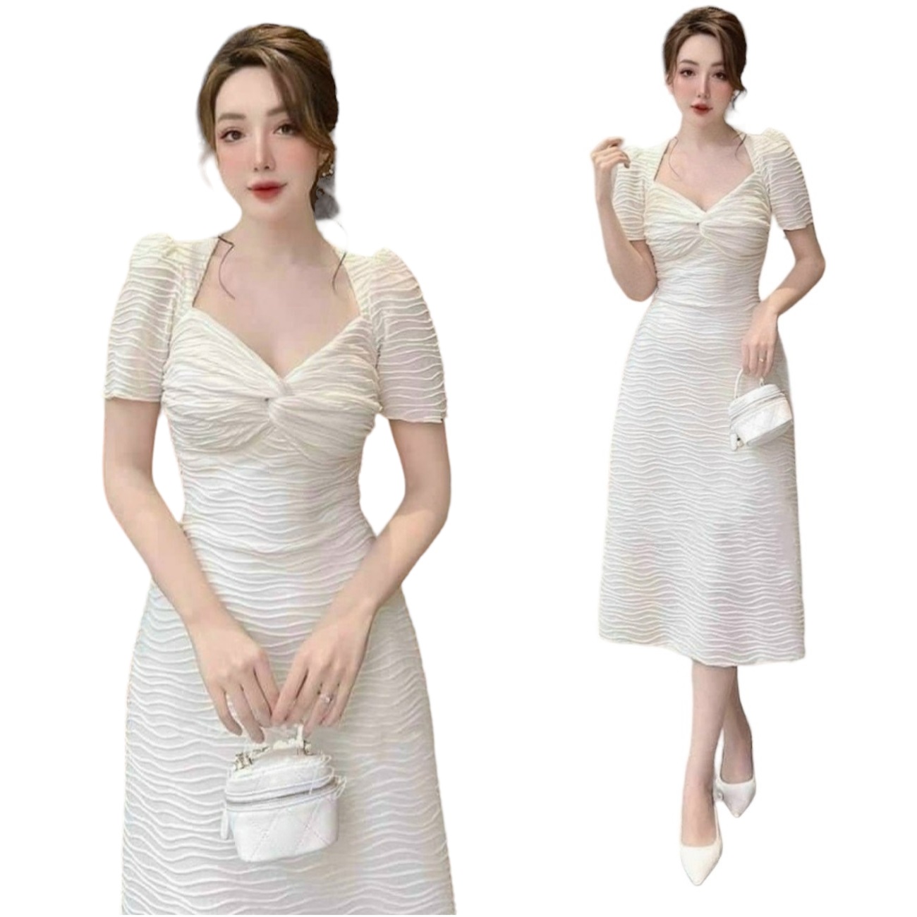 Bigsize RM18 knit chest pack soft crepe strap dress