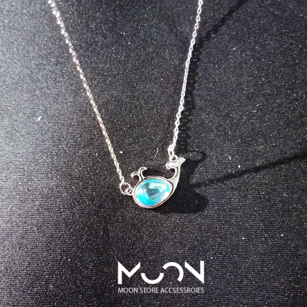 [HCM]Dây chuyền nữ bạc cá voi ánh xà cừ lung linh dễ thương - moon store acc