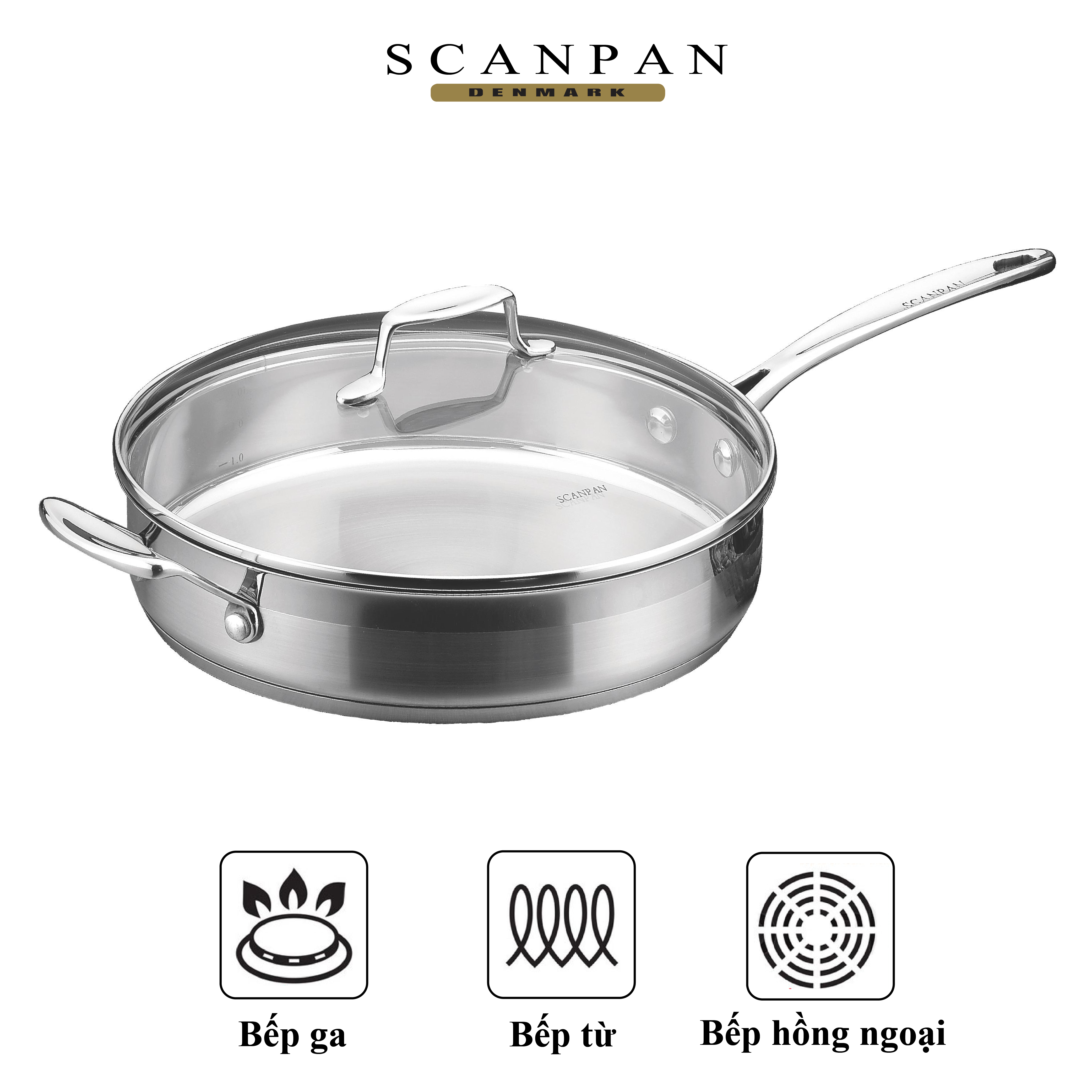 Chảo inox sâu lòng Scanpan Impact dùng bếp từ 28cm, thiết kế đáy 3 lớp, inox 18/10 siêu bền, an toàn cho sức khỏe - 71102800