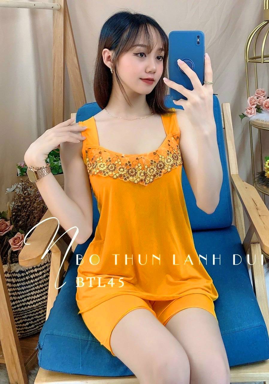 Đồ ngủ thun lạnh thêu hoa siêu mát Freesize dưới 59kg
